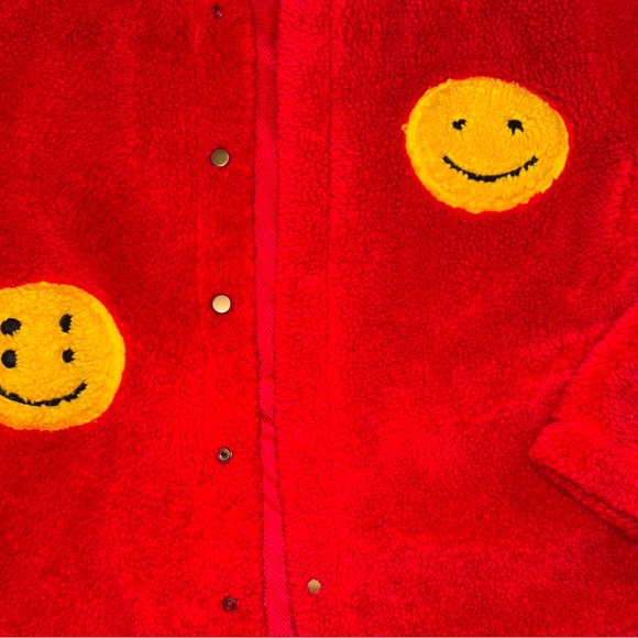 CPFM Red Fleece Jacket with Smiley Patches - Picture 3 of 5